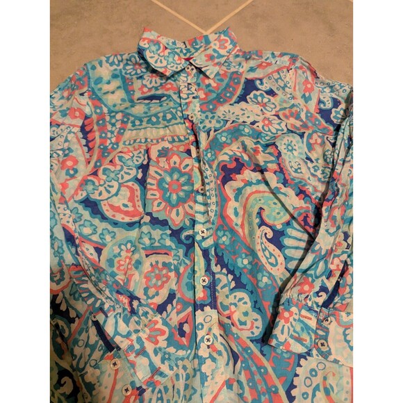 Talbots Classic Cotton Shirt - LayeredPaisley  Long Sleeve Button Up Shirt Sz M - Picture 12 of 13